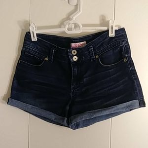 Inky Midnight Blue-Blue with Fades Denim Shorts